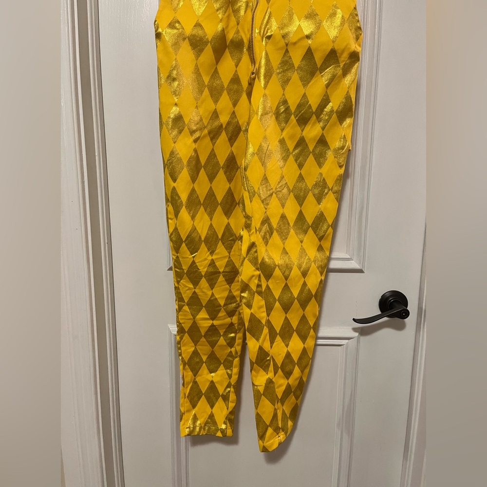 Birds of Prey Adult Size Small Harley Quinn Yellow Gold Overalls Jumpsuit - Picture 4 of 10